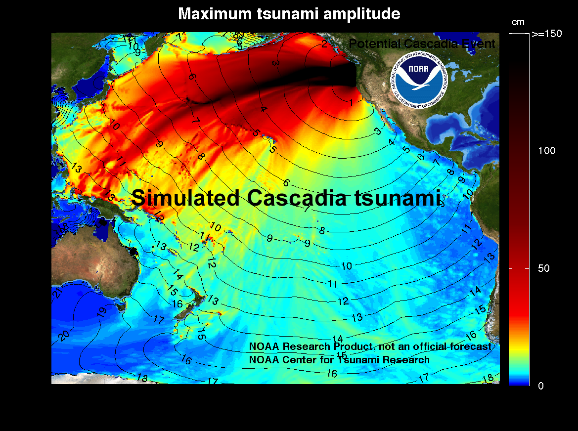 NOAA Center For Tsunami Research Simulated Tsunami Event Cascadia 