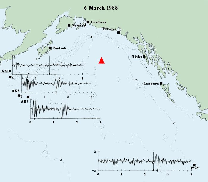 6 March 1988 seismic waves