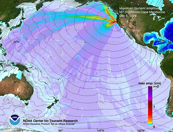 Maximum wave amplitude distribution map