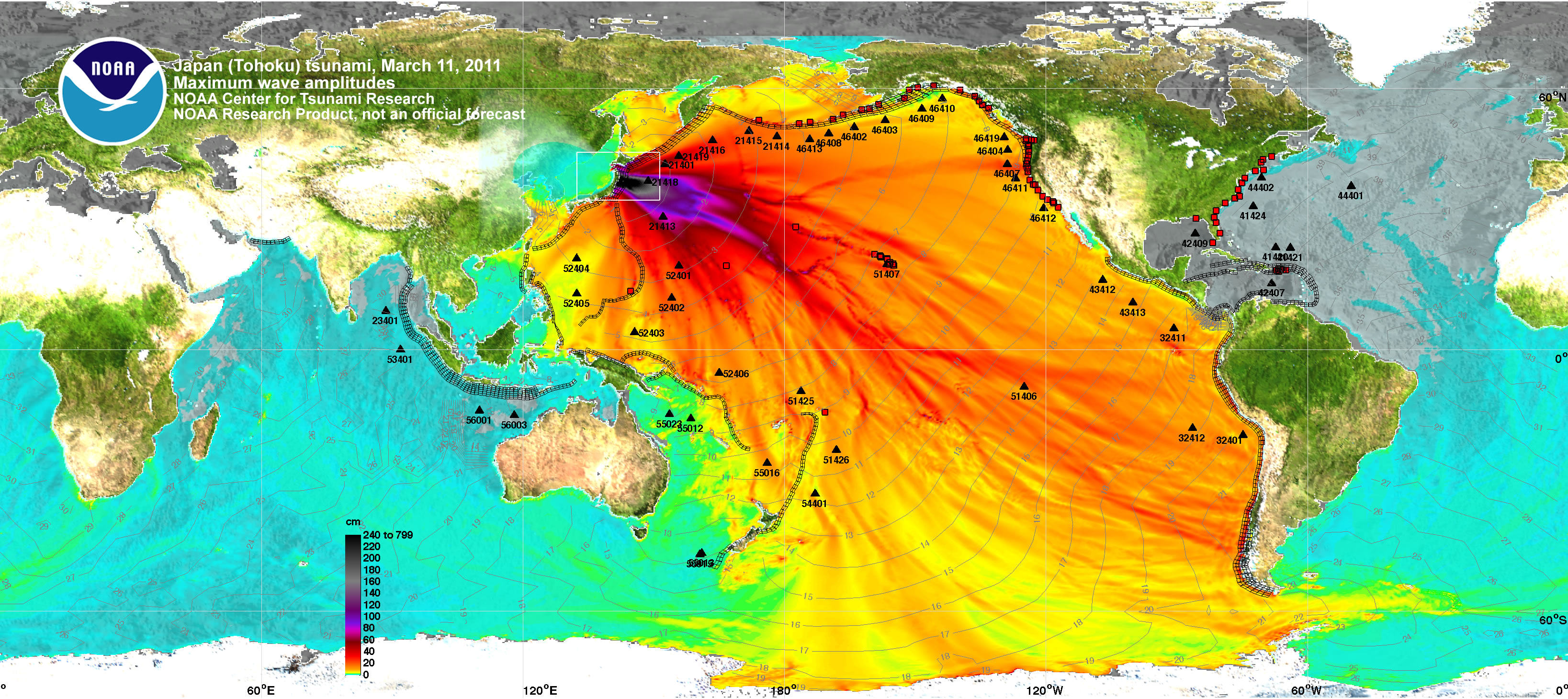 NOAA Center For Tsunami Research Tsunami Event March 11 2011 March   Honshu2011 Globalmaxplot Ok 